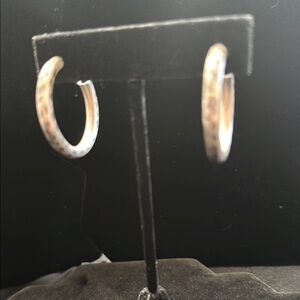 Silver and black spotted Hoop Earrings